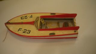 Vintage Wooden Battery Operated Boat F - 23 Japan As - Is Parts