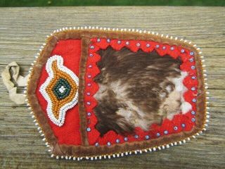 Antique Native American Beaded Bag,  Iroquois Beaded Bag,  Antique Trade Cloth