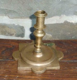 Early Antique 17th Century Brass Candlestick Lighting Candle Holder Nr