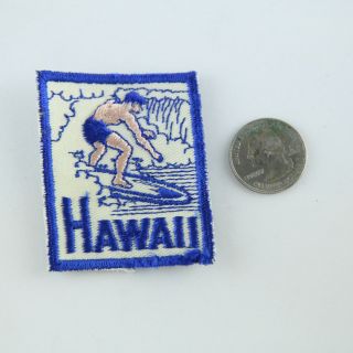 Vintage 70s Hawaii Surfer Souvenir Patch Embroidered Sew On Rectangle 2 " X 2.  5 "