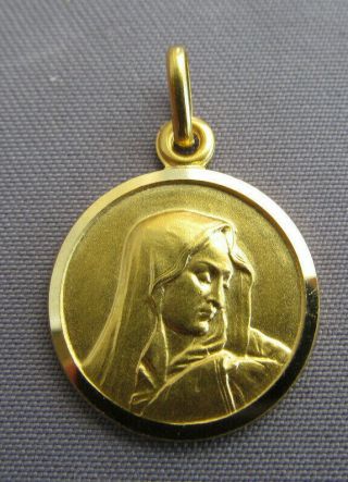 Antique Vintage Italy 750 18k Virgin Mary Blessed Mother Guadalupe Pendant Charm