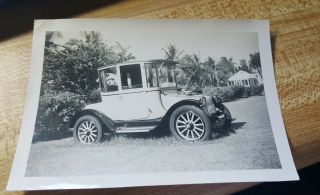 B&w Snapshot Photo Antique Car,  Side And Front View,  Estate Find,