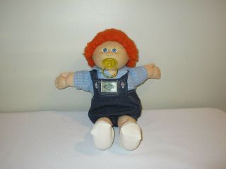 Vintage 1983 Coleco Cabbage Patch Kids Red Fuzzy Hair Blue Eyes With Pacifier