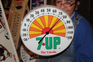 Vintage C.  1970 7up 7 Up Soda Pop Peter Max Style 12 " Metal Thermometer Sign