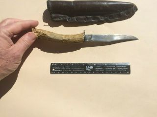 Vintage Stag Handle Fixed Blade Knife.  4.  7/8 