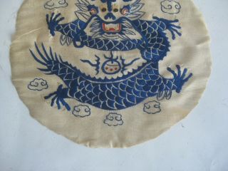 Fine Old Antique Chinese Hand Embroidered Silk Tapestry Panel Embroidery Dragon 3