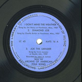 Rare 78rpm Archive Of American Folk Song,  Library Of Congress,  John Henry.