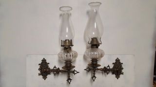 Antique Brass Wall Mount Oil Lamps