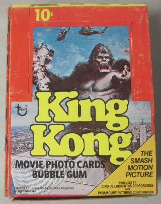 1976 Topps King Kong Movie Photo Trading Cards Box With 36 Wax Packs