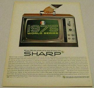 1968 Print Ad Sharp Portable Color Television Tv Set 1975 World Series