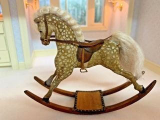 Vintage Miniature Dollhouse Early Amanda Skinner Appaloosa Rocking Horse Metal