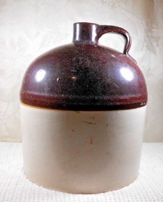 Antique Stoneware Pottery 2 Gallon Whiskey Moonshine Jug Two Tone