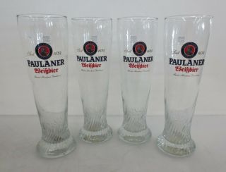 Set 4x Paulaner Munchen Weisbier German Tall 10 " 0.  5l Beer Glasses