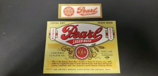 1940s Pearl Lager Beer Label W Neck Matte Non - Irtp San Antonio,  Tx
