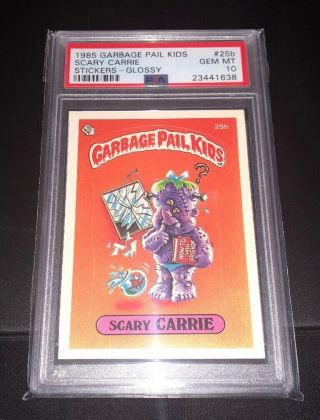 1985 Topps Garbage Pail Kids 25b Scary Carrie Psa 10 Gem Tough Glossy Back