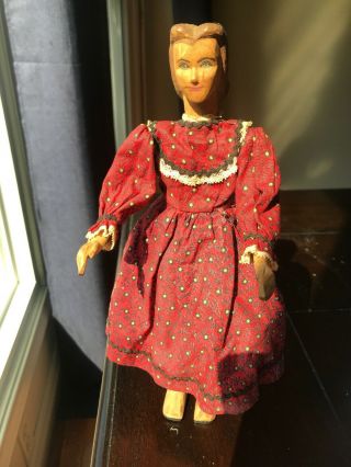 Mid - Century Helen Bullard Holly Doll Wood Hand Carved Folk Art Ozone Tennessee
