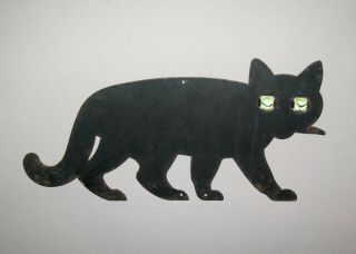 Old Antique Vtg C 1930s Tin Black Cat Halloween Figure Cats Eye Marble Eyes