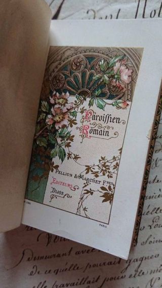Sweet Antique French Miniature Monogrammed Prayer Book Dated 1879