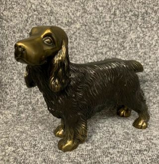 Vintage K&o Co Cast Metal Bronze Cocker / Springer Spaniel Dog Figurine Statue