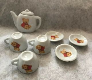 Miniature Tea Set Teddy Bear Doll Vintage Porcelain Teapot Teacups Replacement