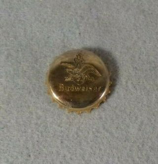 Budweiser Beer Vintage Hat Lapel Pin Bottle Cap Design Gold Tone 1 