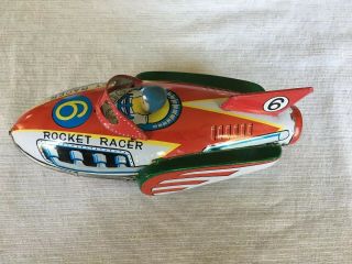 Vintage Litho Tin Rocket Racer 6 Friction Toy - Mf 735 - No Box