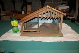 Large Vintage Handmade Nativity Manger Stable Only Rustic Wood Holiday/christmas