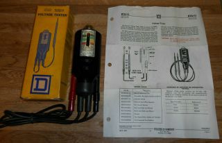 Vintage Square D Wiggy Voltage Tester 5008 Series S & Instructions