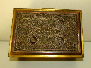 Antique German Erhard & Sohne Gilt Bronze Copper Filigree Jewelry Trinket Box