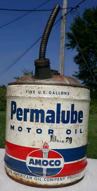 Vintage Amoco Oil Company Permalube Motor Oil 5 Gallon Oil/gas Can