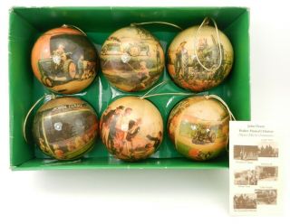 John Deere Walter Haskell Hinton Set Of 6 Paper - Mache Christmas Ornaments Nib