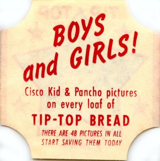 1950 ' s TIP TOP Bread Label Featuring 