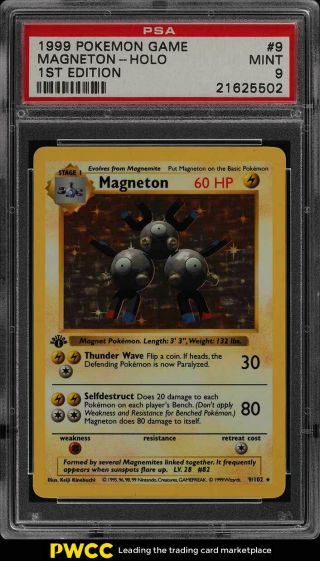 1999 Pokemon Game 1st Edition Holo Magneton 9 Psa 9 (pwcc)