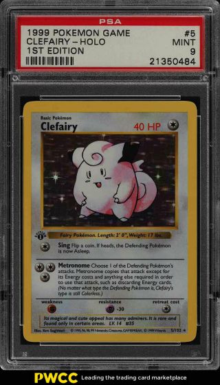 1999 Pokemon Game 1st Edition Holo Clefairy 5 Psa 9 (pwcc)