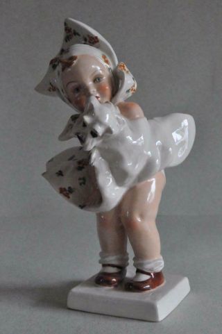 Lovely Vintage Porcelain Carlo Mollica Figurine Capodimonte Girl With Dog Italy