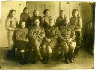 1940s Ww2 Women Red Army Rkka Military Russian Vintage Photo