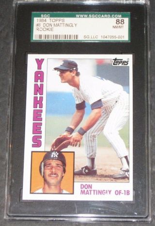 1984 Topps Don Mattingly Rookie Baseball Card 8 Sgc 88 Nm/mt Rc York