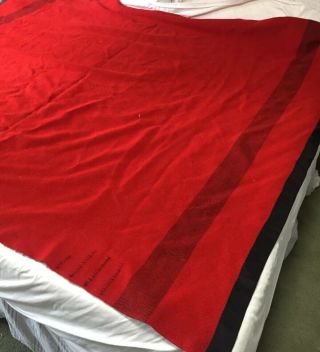 Vtg Bright 3.  5 Points Red Black Stripes Wool Blanket Throw Hudson Bay? Twin?