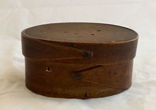 Antique Shaker Bent Wooden Small Oval Primitive Art Tramp Sewing Trinket Box