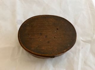antique shaker Bent Wooden small oval primitive art tramp sewing Trinket box 2