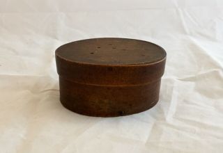antique shaker Bent Wooden small oval primitive art tramp sewing Trinket box 3