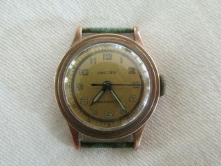 Vintage Mens Unicorn 9ct Gold Watch Wristwatch Not