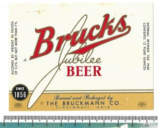 Usa Irtp Ohio O.  Cincinnati The Bruckmann Brucks Jubilee Beer