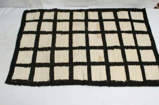 Vintage Navajo Rug Weaving 35 Squares Black White Crude Weaving Transitional