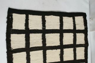 Vintage Navajo Rug Weaving 35 Squares Black White Crude Weaving Transitional 2