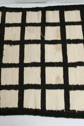 Vintage Navajo Rug Weaving 35 Squares Black White Crude Weaving Transitional 3