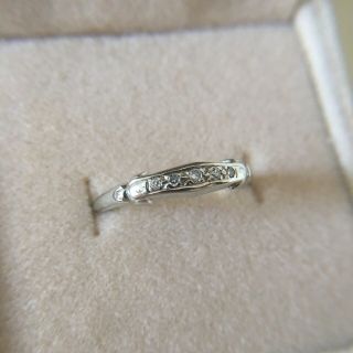 Vintage Solid 18k 750 White Gold Diamond Stacking Wedding Band Ring Antique 1930