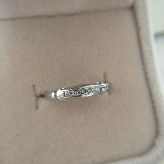 Vintage Solid 18K 750 White Gold Diamond Stacking Wedding Band Ring Antique 1930 2