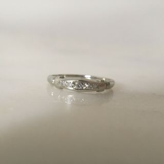 Vintage Solid 18K 750 White Gold Diamond Stacking Wedding Band Ring Antique 1930 3