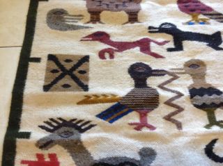 Vintage Southwest Native American Style Woven Wool Wall Hanging Animals 2